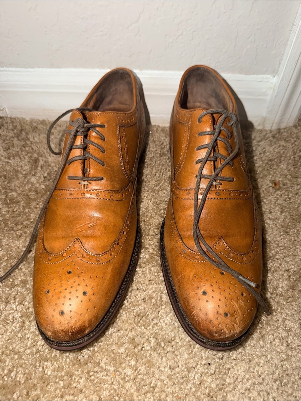 Johnston & Murphy Men’s Wingtip Oxford‎ Dress Shoes Tan Leather Size 10M